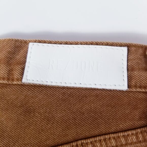 Re/Done 70s Ultra High Rise Stove Pipe Brown Jeans Frayed Hem Button Fly - Picture 11 of 16